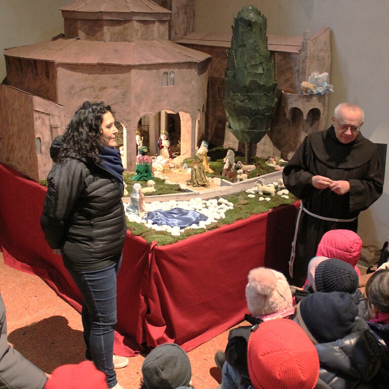 presepe, dialogo con il frate